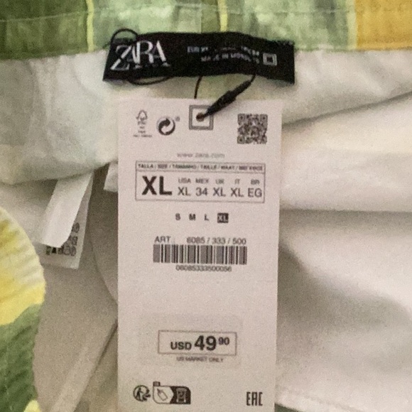 MENS NWT ZARA SUMMER SHORTS 6-1/2” INSEAM YELLOW/GREEN CHECK EXTRA LARGE - Picture 6 of 6